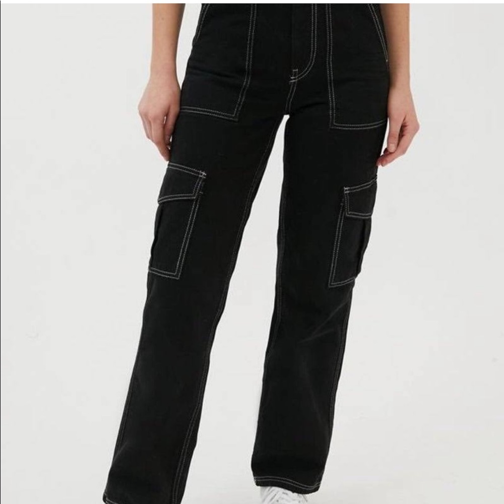 BDG Black High Rise Utility Styling Straight Leg Jeans